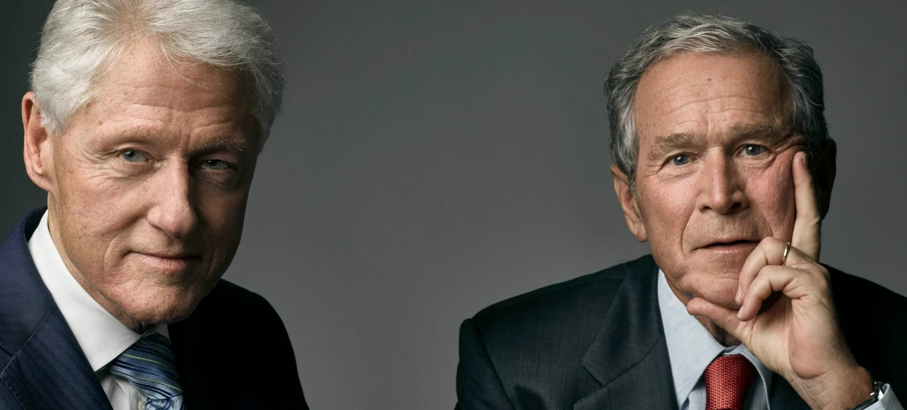 Former US Presidents Bill Clinton and George W. Bush