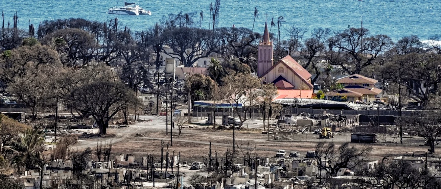 The Maria Lanakila Catholic Church in Lahania has seemingly been miraculously spared from the wild fires that ravaged the city.